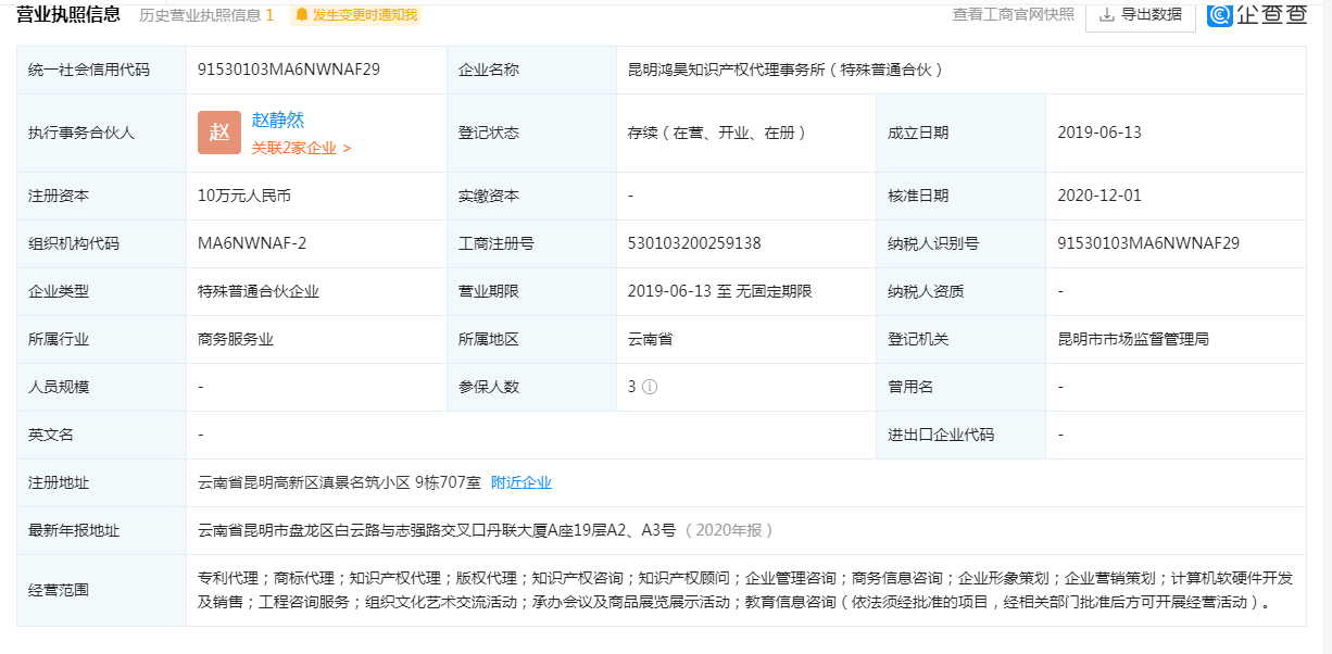 昆明鸿昊知识产权代理事务所（特殊普通合伙）