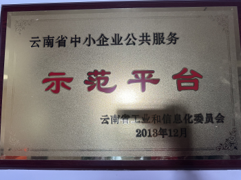 2013年云南省中小企业公共服务示范平台.