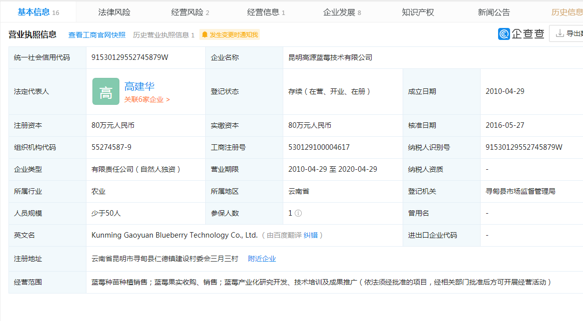昆明高源蓝莓技术有限公司